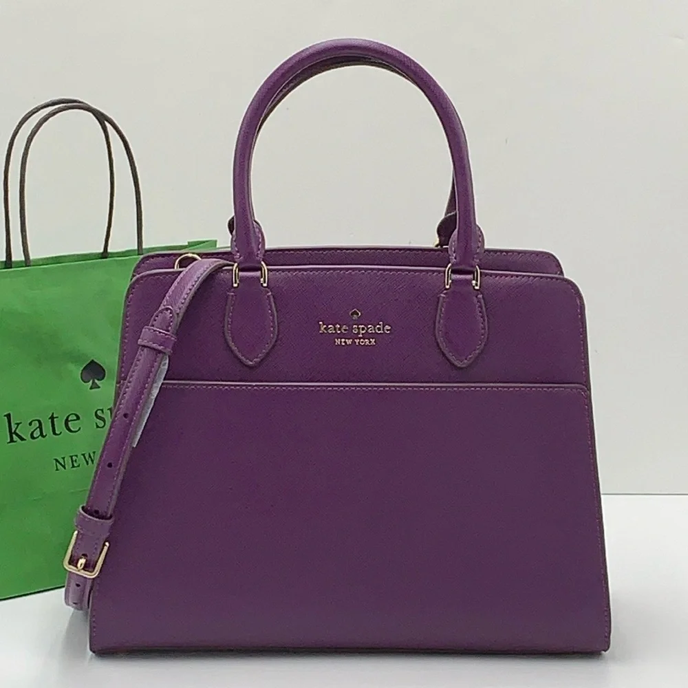 Kate Spade Madison Saffiano Leather Medium Satchel
COLOR:
Ripe Plum 
NWT_2